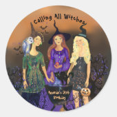 Alle heksen Halloween verjaardag Ronde Sticker (Voorkant)