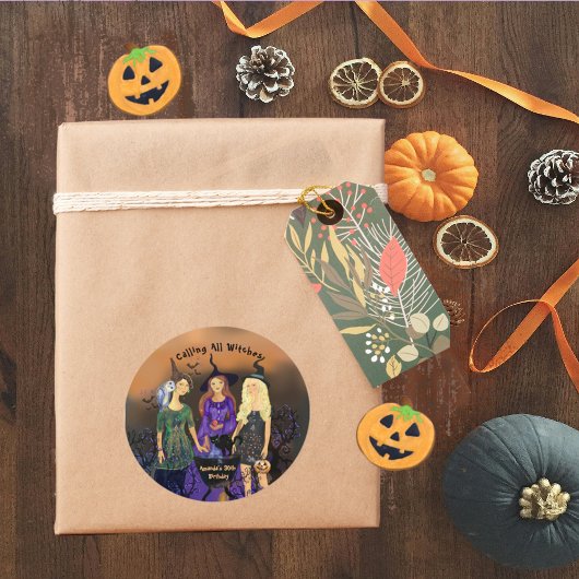 Alle heksen Halloween verjaardag Ronde Sticker