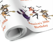 Alle heksen Halloweenfeest 30e verjaardag Cadeaupapier (Rol Hoek)