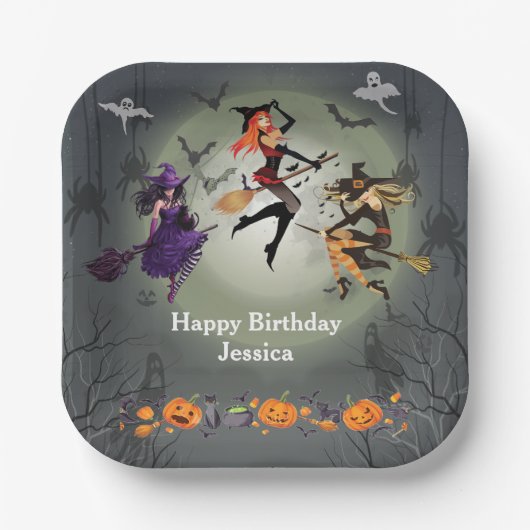 Alle heksen Halloweenfeest 30e verjaardag Papieren Bordje (Voorkant)