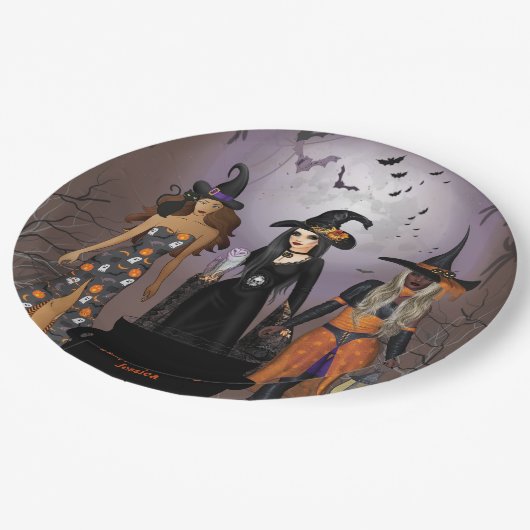 Alle heksen Halloweenfeest 30e verjaardag Papieren Bordje (Gekanteld)