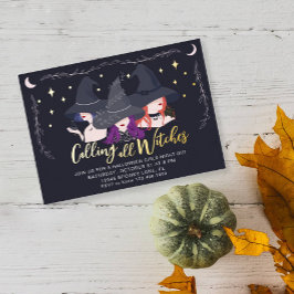 Alle heksen roepen Meisjes Nacht Halloween Party Folie Uitnodiging