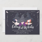 Alle heksen roepen Meisjes Nacht Halloween Party Kaart (Voorkant)