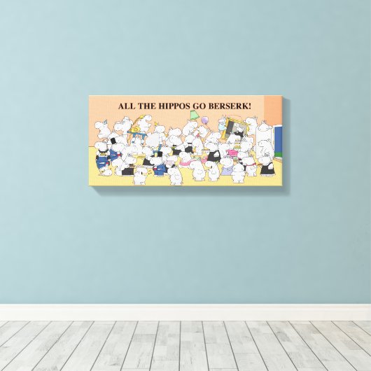 ALLE HIPPOS GAAN BERSERK! Sandra Boynton Canvas Afdruk (Insitu (Houten vloer))