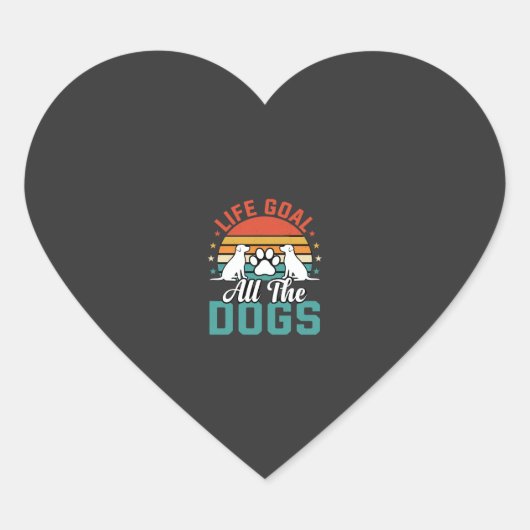 Alle Honden Retro Hond Liefhebber Hart Sticker (Voorkant)
