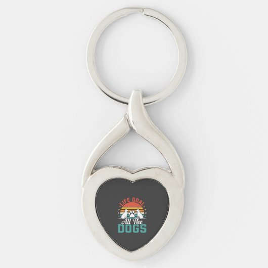 Alle Honden Retro Hond Liefhebber Sleutelhanger (Voorkant)