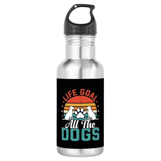 Alle Honden Retro Hond Liefhebber Waterfles (Voorkant)