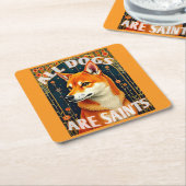 Alle honden zijn heiligen kartonnen onderzetters (Schuin)