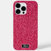 Alle Hot Pink Glitter Sugar Shiny Custom Monogram Case-Mate iPhone Case (Achterkant)