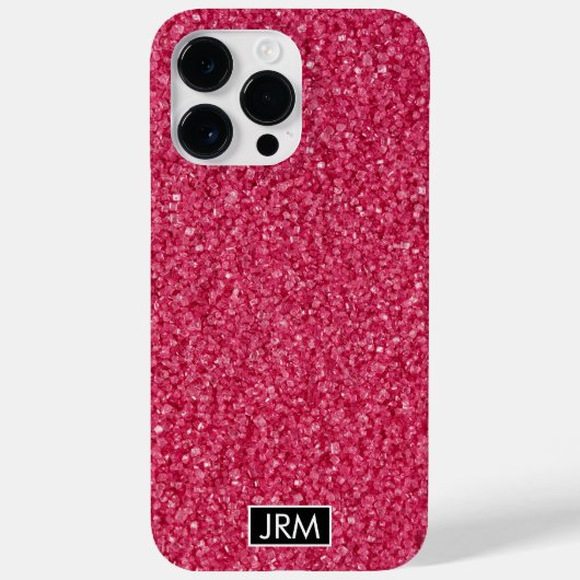 Alle Hot Pink Glitter Sugar Shiny Custom Monogram Case-Mate iPhone Case (Achterkant)