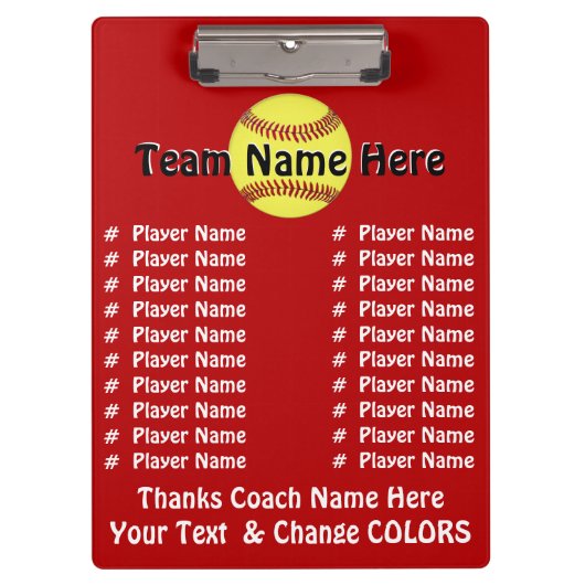 Alle ideeën van de de Softball Coach van de Speler Klembord (Voorkant)
