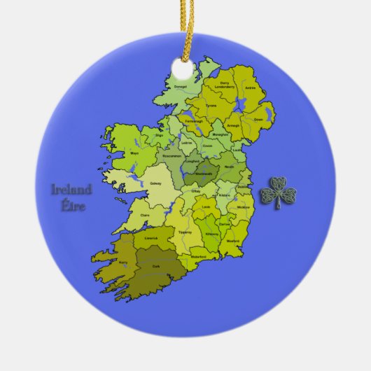 Alle Ierse Kaart van Ierland Keramisch Ornament (Voorkant)