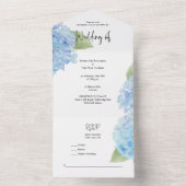 Alle in één blauwe Waterverf Hydrangea Uitnodiging (Binnen)