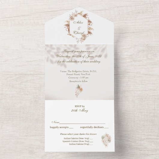 Alle in één bruiloft Uitnodiging (Binnen)