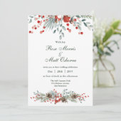 Alle in één, pijnboomtakken en rode bessen.Kerstmi Kaart (Staand voorkant)