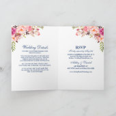 Alle in één roze blauwe strepen bruiloft kaart (Binnen)