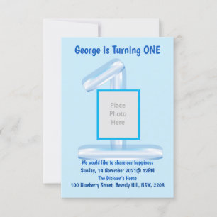 Alle informatie over BLUE 1e verjaardag Uitnodigin Kaart