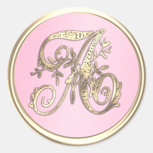 Alle Initiaal Letters Gouden Monogram Roze Ronde Sticker (Voorkant)