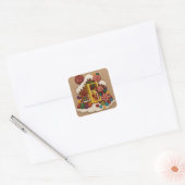 ALLE INITIALEN Borduurwerk Look Gingerbread Christ Vierkante Sticker (Envelop)