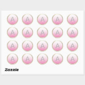 ALLE INITIALEN Diamant Monogram Wit Ombre Goud Ronde Sticker (Vel)