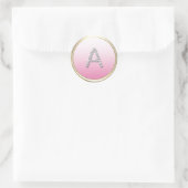 ALLE INITIALEN Diamant Monogram Wit Ombre Goud Ronde Sticker (Tas)