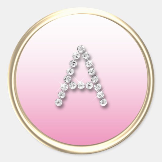 ALLE INITIALEN Diamant Monogram Wit Ombre Goud Ronde Sticker (Voorkant)