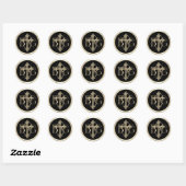 ALLE INITIALEN Gold 3 Monogram Gold Cross 2 Ronde Sticker (Vel)