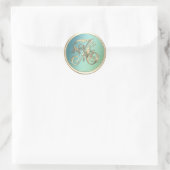 Alle Initialen Gold Monogram Blue Green Ronde Sticker (Tas)