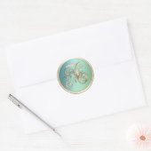 Alle Initialen Gold Monogram Blue Green Ronde Sticker (Envelop)