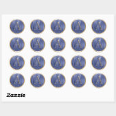 ALLE INITIALEN Gold Monogram op Dusty Blue Stripe Ronde Sticker (Vel)