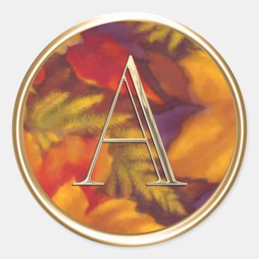ALLE INITIALEN Gold Monogram op herfstbladeren Ronde Sticker (Voorkant)