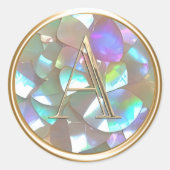 ALLE INITIALEN Gold Monogram op parelmoer Ronde Sticker (Voorkant)