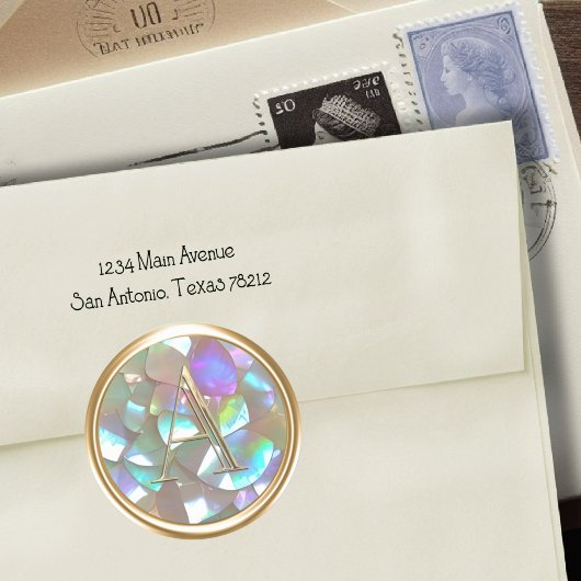 ALLE INITIALEN Gold Monogram op parelmoer Ronde Sticker