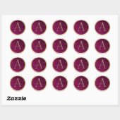 ALLE INITIALEN Gold Monogram op Raspberry Pink Ronde Sticker (Vel)