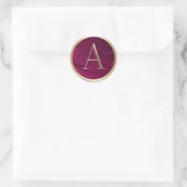 ALLE INITIALEN Gold Monogram op Raspberry Pink Ronde Sticker (Tas)