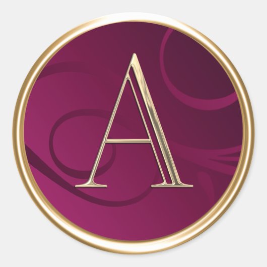 ALLE INITIALEN Gold Monogram op Raspberry Pink Ronde Sticker (Voorkant)