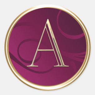 ALLE INITIALEN Gold Monogram op Raspberry Pink Ronde Sticker