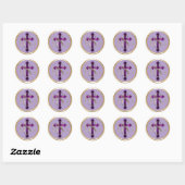 ALLE INITIALEN Goud 3 Monogram Paarse Kruis Ronde Sticker (Vel)