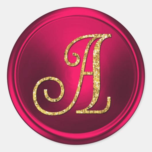 ALLE INITIALEN Goud  Monogram 3 Magenta Ronde Sticker (Voorkant)