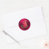 ALLE INITIALEN Goud  Monogram 3 Magenta Ronde Sticker (Envelop)