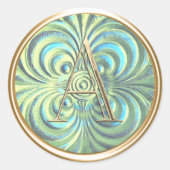 ALLE INITIALEN Goud Monogram Blauw Aqua Groen Ronde Sticker (Voorkant)