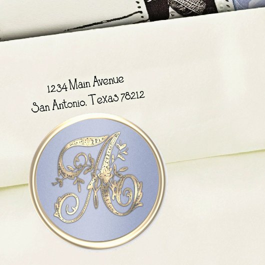 Alle Initialen Goud Monogram  Blauw Ronde Sticker