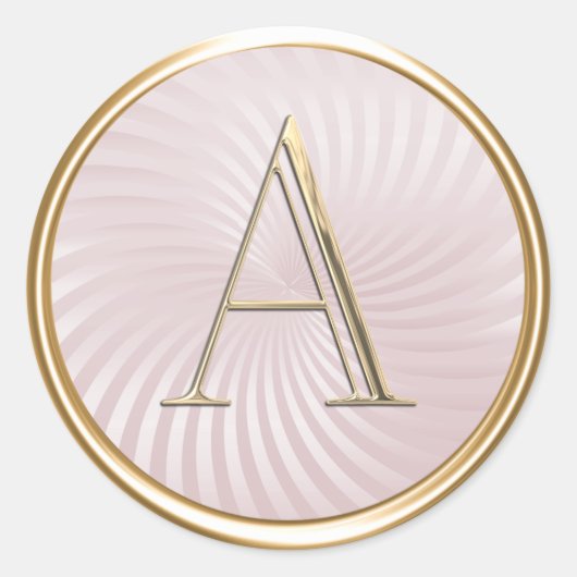 ALLE INITIALEN Goud Monogram Blush Roos Roze Ronde Sticker (Voorkant)