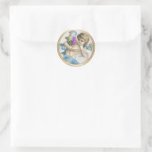 ALLE INITIALEN Goud Monogram Cherub Blauw Ronde Sticker (Tas)