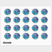 ALLE INITIALEN Goud Monogram Framboos Blauw Bloeme Ronde Sticker (Vel)