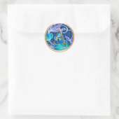 ALLE INITIALEN Goud Monogram Framboos Blauw Bloeme Ronde Sticker (Tas)