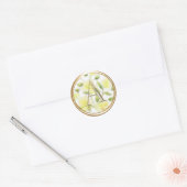ALLE INITIALEN Goud Monogram Geel Bloemen Ronde Sticker (Envelop)