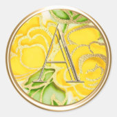 ALLE INITIALEN Goud Monogram Geel Roses Ronde Sticker (Voorkant)