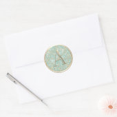 ALLE INITIALEN Goud Monogram  Mint Groen Ronde Sticker (Envelop)