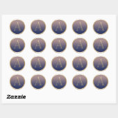 ALLE INITIALEN Goud Monogram Navy Blauw Ombre Fade Ronde Sticker (Vel)